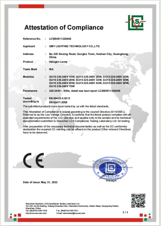 CE Certified Declaration