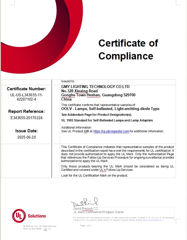 UL Safety Certificate
